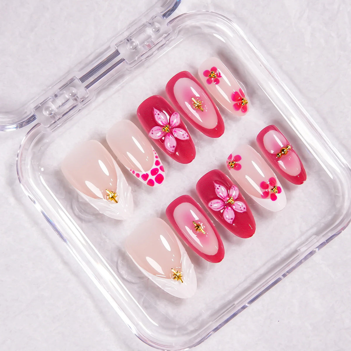 Press-On Nail Set Floral Peel & Stick Violet