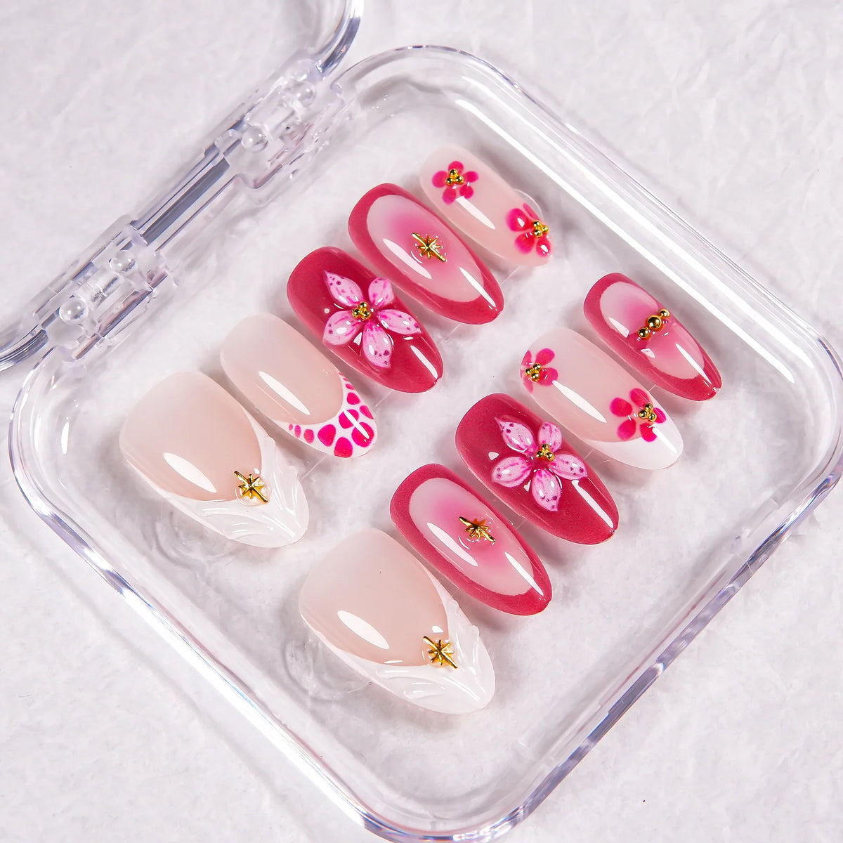 Press-On Nail Set Floral Peel & Stick Violet