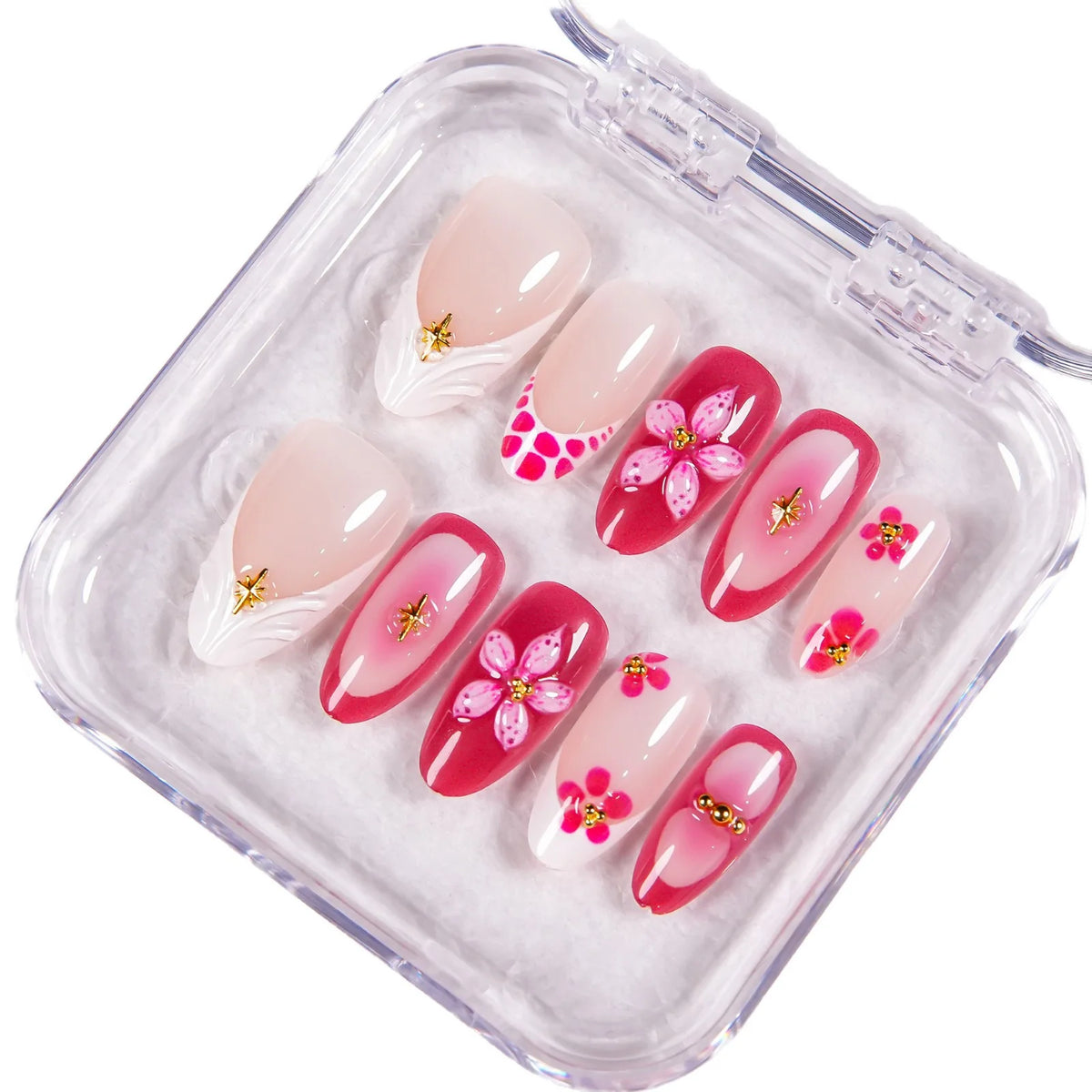 Press-On Nail Set Floral Peel & Stick Violet