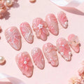 Press-On Nail Set Floral Pink Easy Application