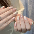 Press-On Nail Set Floral Pink Easy Application Multiple Sizes