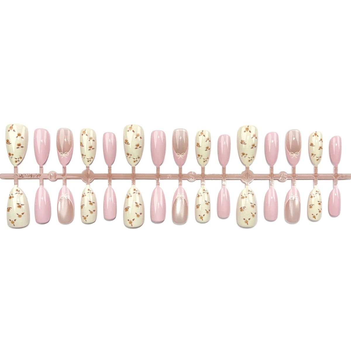 Press-On Nail Set Floral Pink Easy Application Multiple Sizes