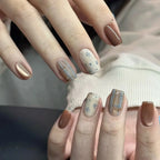 Press-On Nail Set Floral & Plaid Fits Multiple Sizes