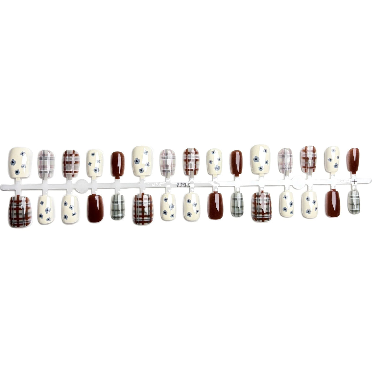 Press-On Nail Set Floral & Plaid Fits Multiple Sizes