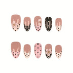 Press-On Nail Set Floral & Polka Dot Adhesive Reusable