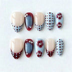 Press-On Nail Set Floral & Polka Dot Adhesive Tabs