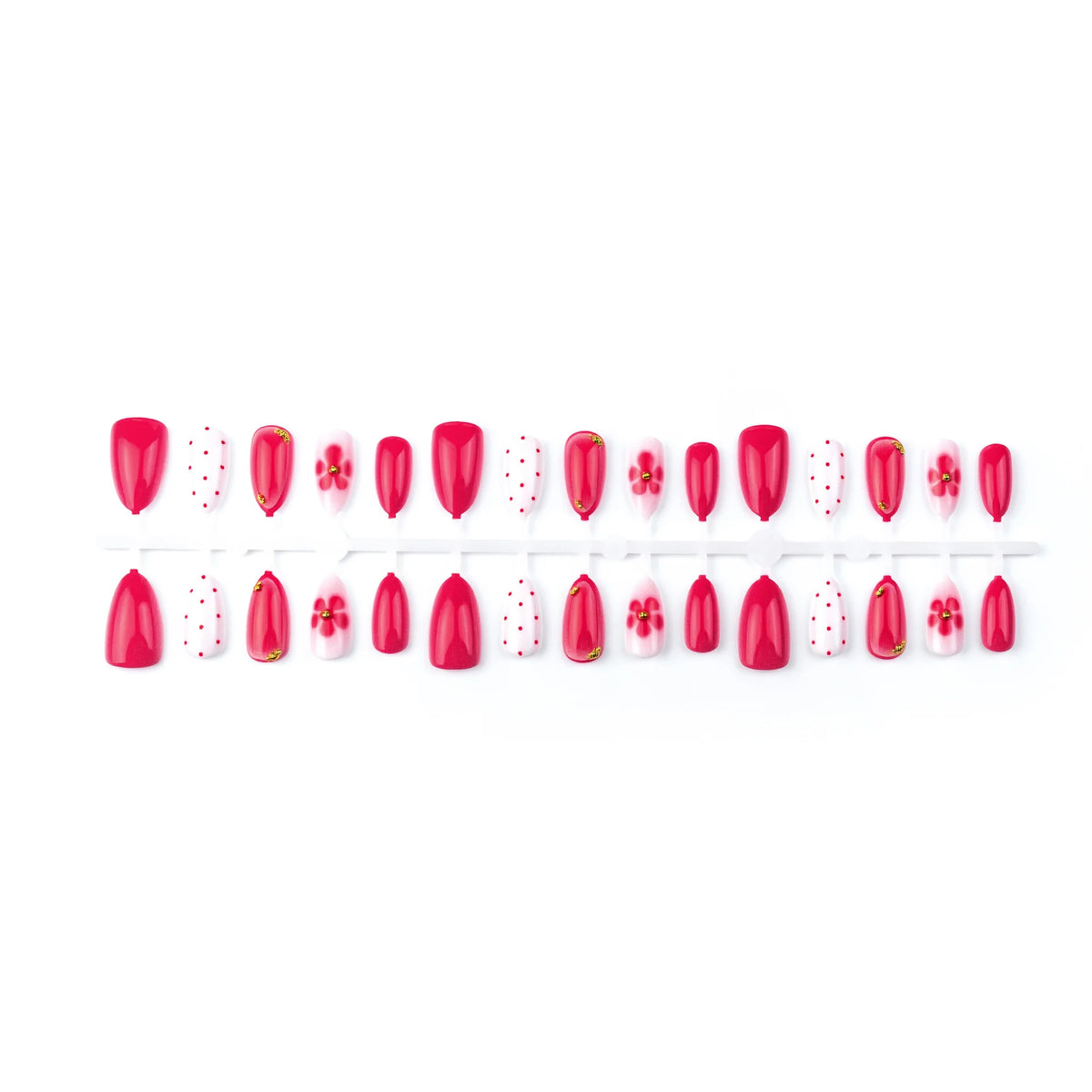 Press-On Nail Set Floral & Polka Dot Adhesive Tabs