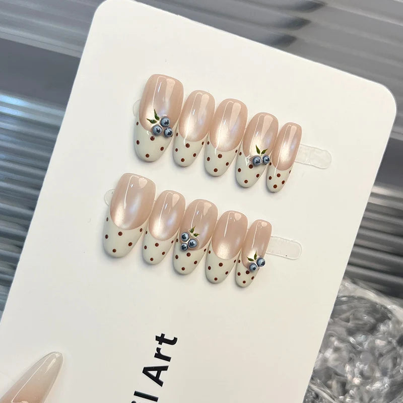 Press-On Nail Set Floral & Polka Dot Glue-Free
