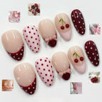 Press-On Nail Set Floral & Polka Dot Long-Lasting