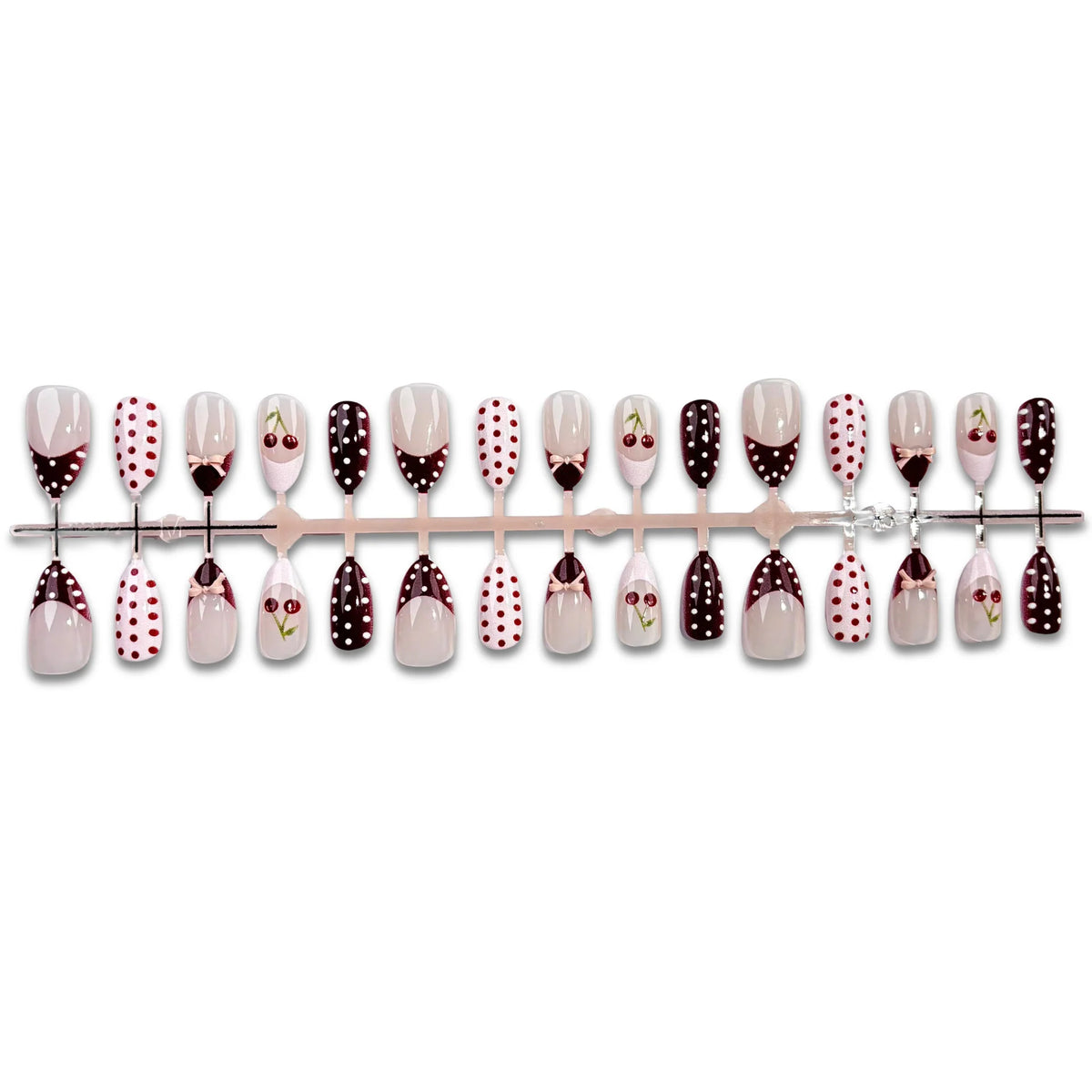 Press-On Nail Set Floral & Polka Dot Long-Lasting