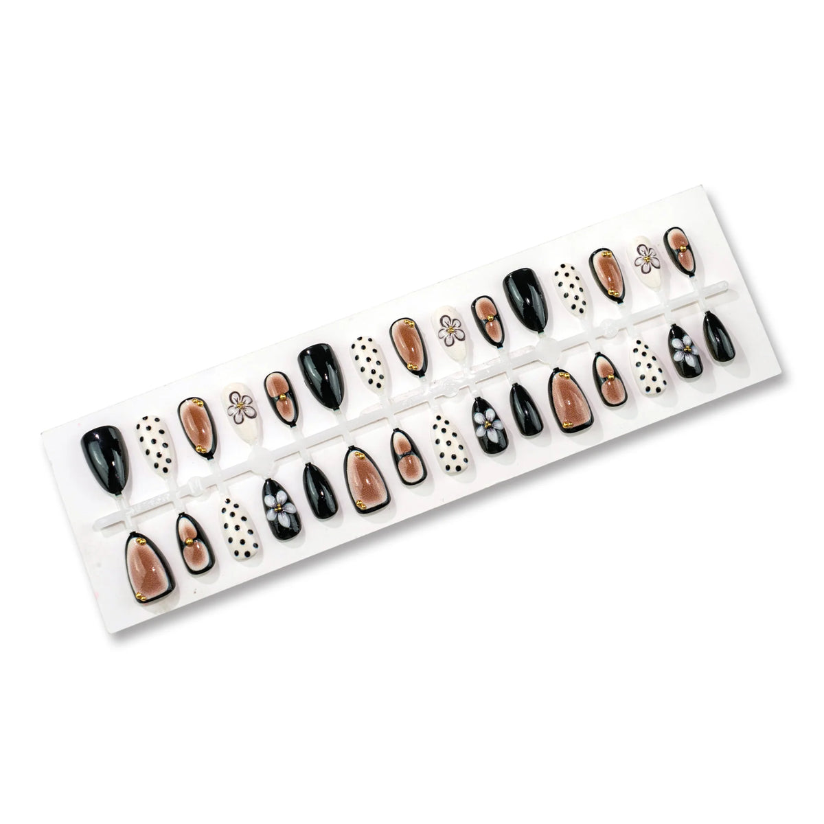 Press-On Nail Set Floral & Polka Dot No Glue