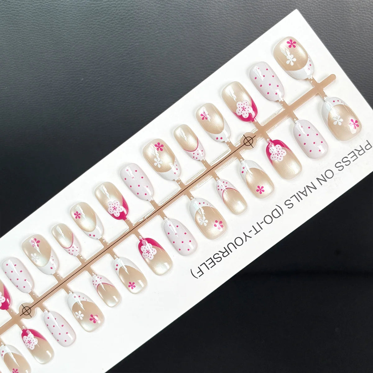 Press-On Nail Set Floral & Polka Dot Ready Adhesive