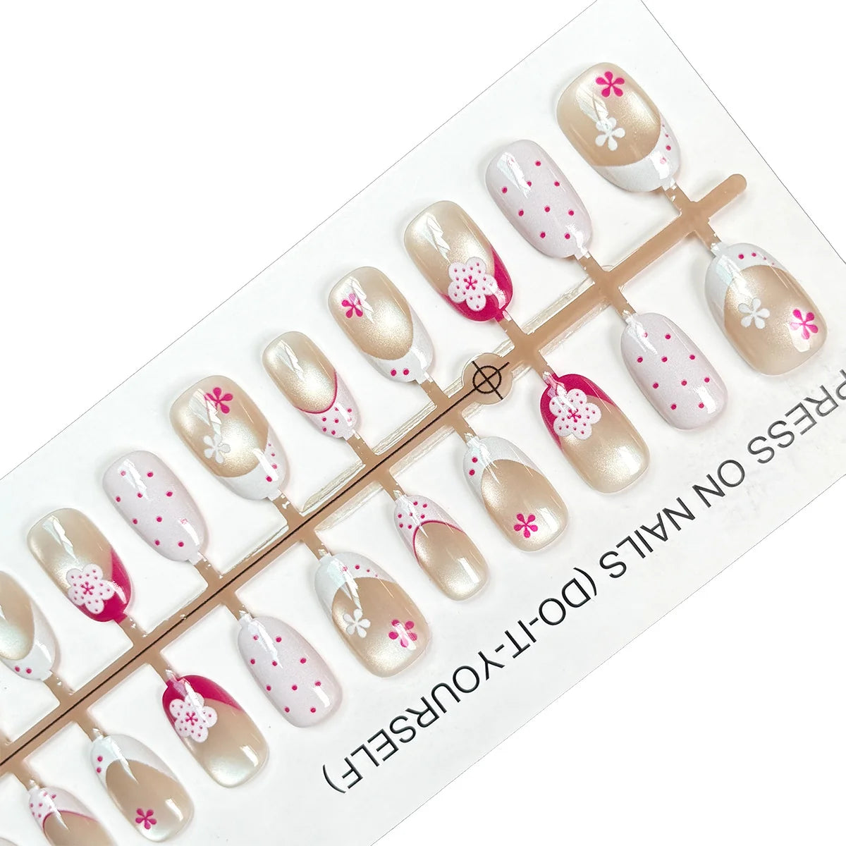 Press-On Nail Set Floral & Polka Dot Ready Adhesive