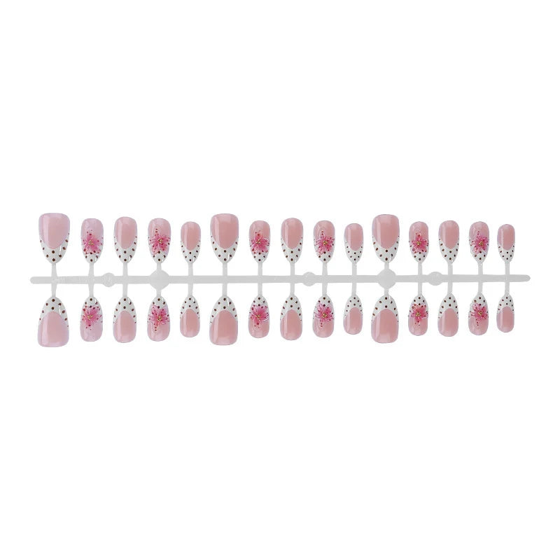 Press-On Nail Set Floral & Polka Dot Reusable