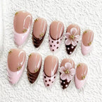 Press-On Nail Set Floral & Polka Dot Reusable