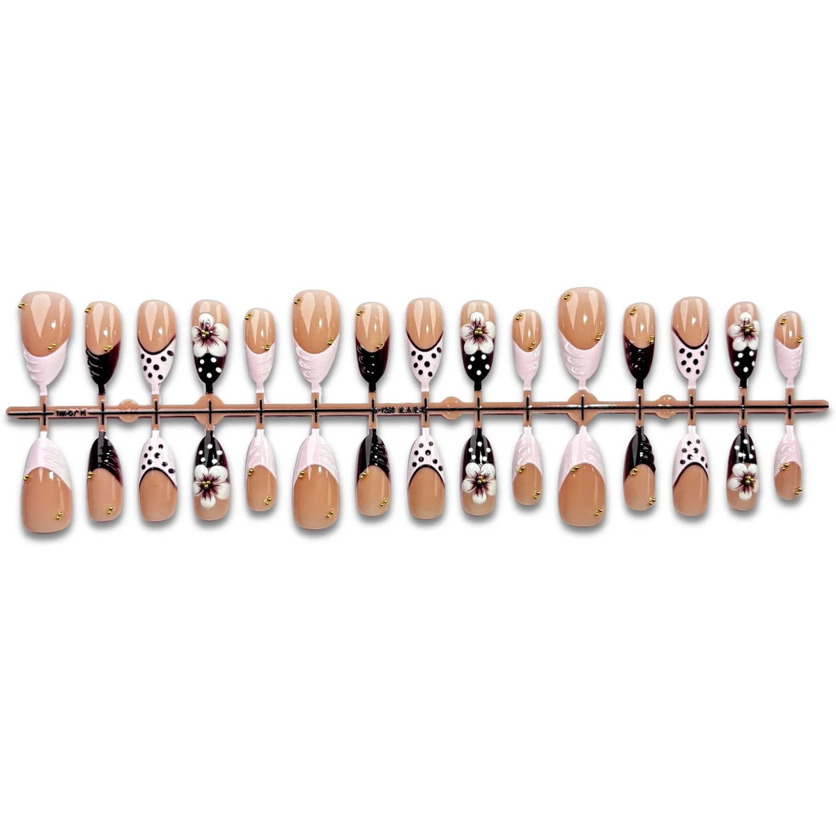 Press-On Nail Set Floral & Polka Dot Reusable