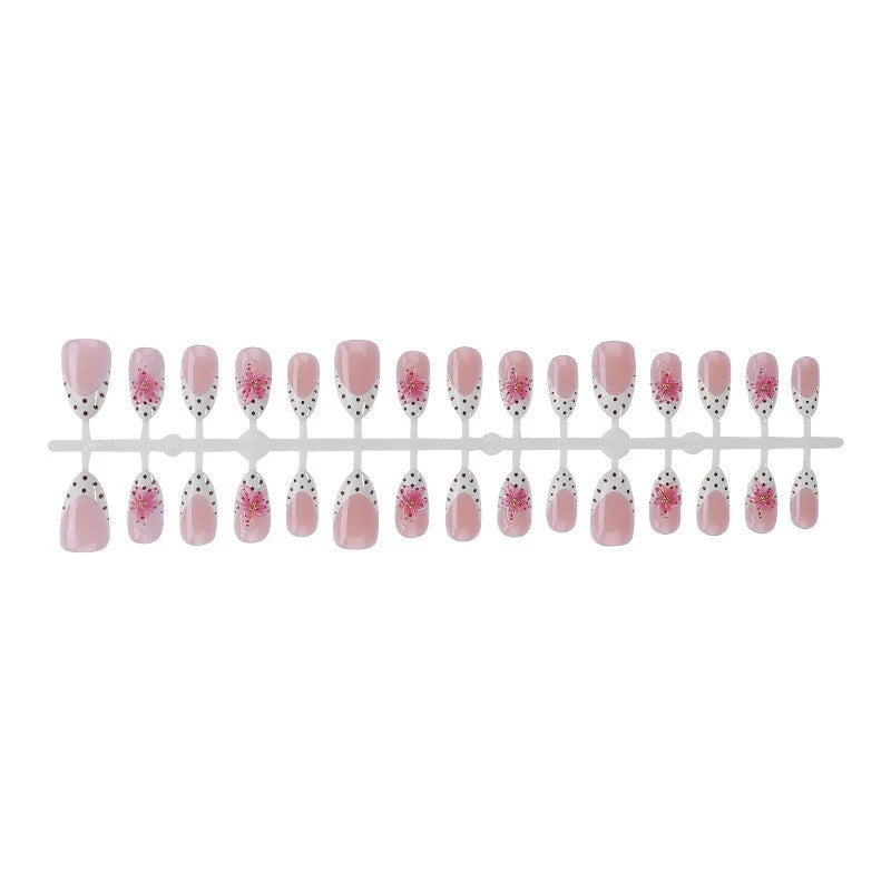 Press-On Nail Set Floral & Polka Dot Reusable