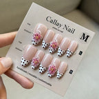 Press-On Nail Set Floral & Polka Dot Reusable