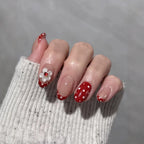 Press-On Nail Set Floral & Polka Dot Self-Adhesive