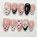 Press-On Nail Set Floral & Polka Dot Self-Adhesive Non-Toxic