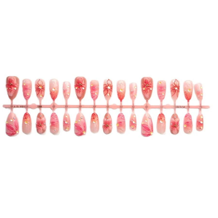 Press-On Nail Set Floral Pre-Applied Adhesive