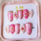 Press-On Nail Set Floral Pre-Applied Adhesive & Reusable