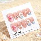 Press-On Nail Set Floral Pre-Glued Chip-Resistant