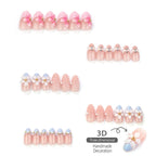 Press-On Nail Set Floral Pre-Glued Chip-Resistant