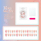 Press-On Nail Set Floral Pre-Glued Chip-Resistant