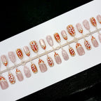 Press-On Nail Set Floral Pre-Glued Multiple Sizes