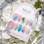 Press-On Nail Set Floral Pre-Glued & Reusable