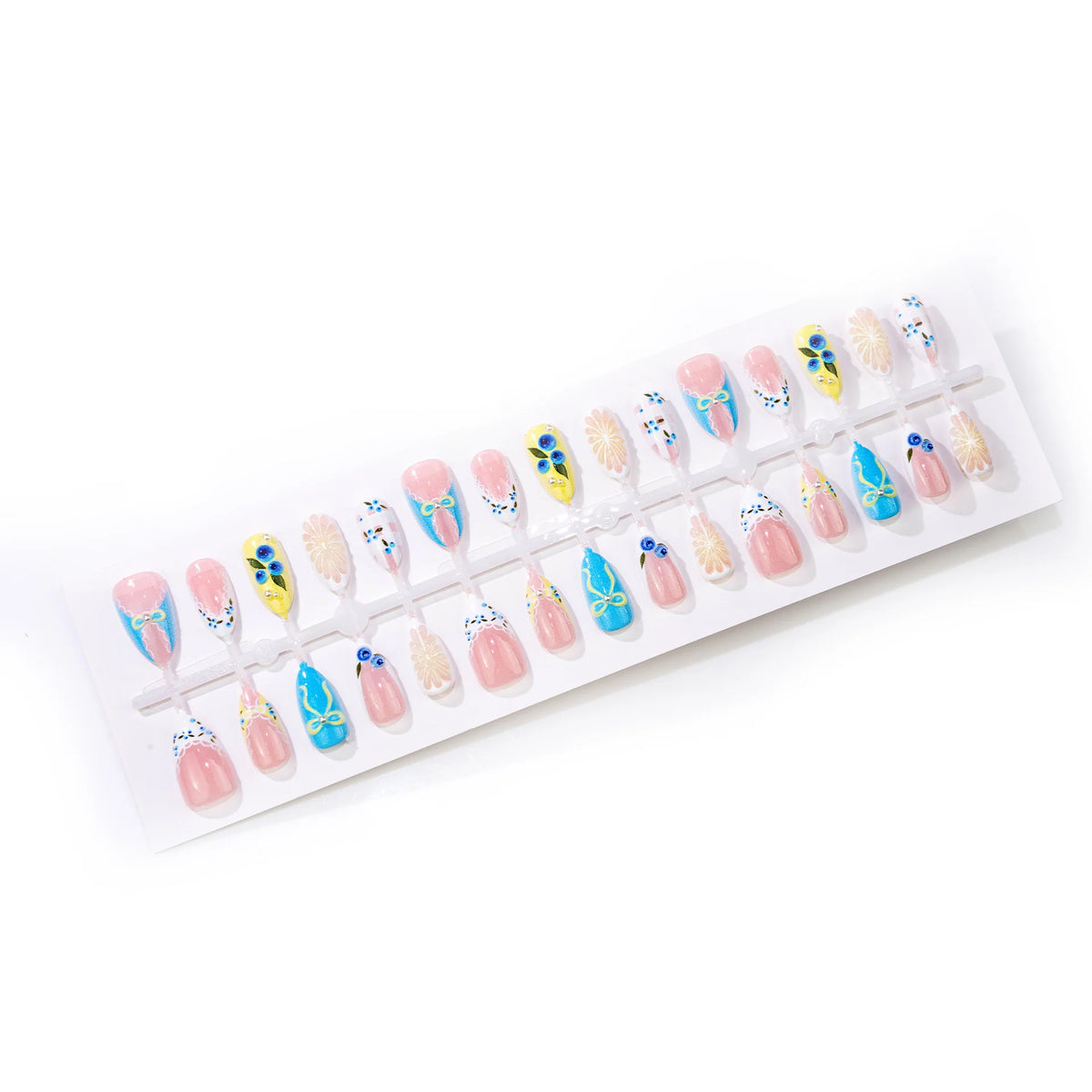 Press-On Nail Set Floral Pre-Glued & Reusable