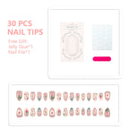 Press-On Nail Set Floral Print 30 Tips