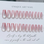 Press-On Nail Set Floral Print Natural Finish