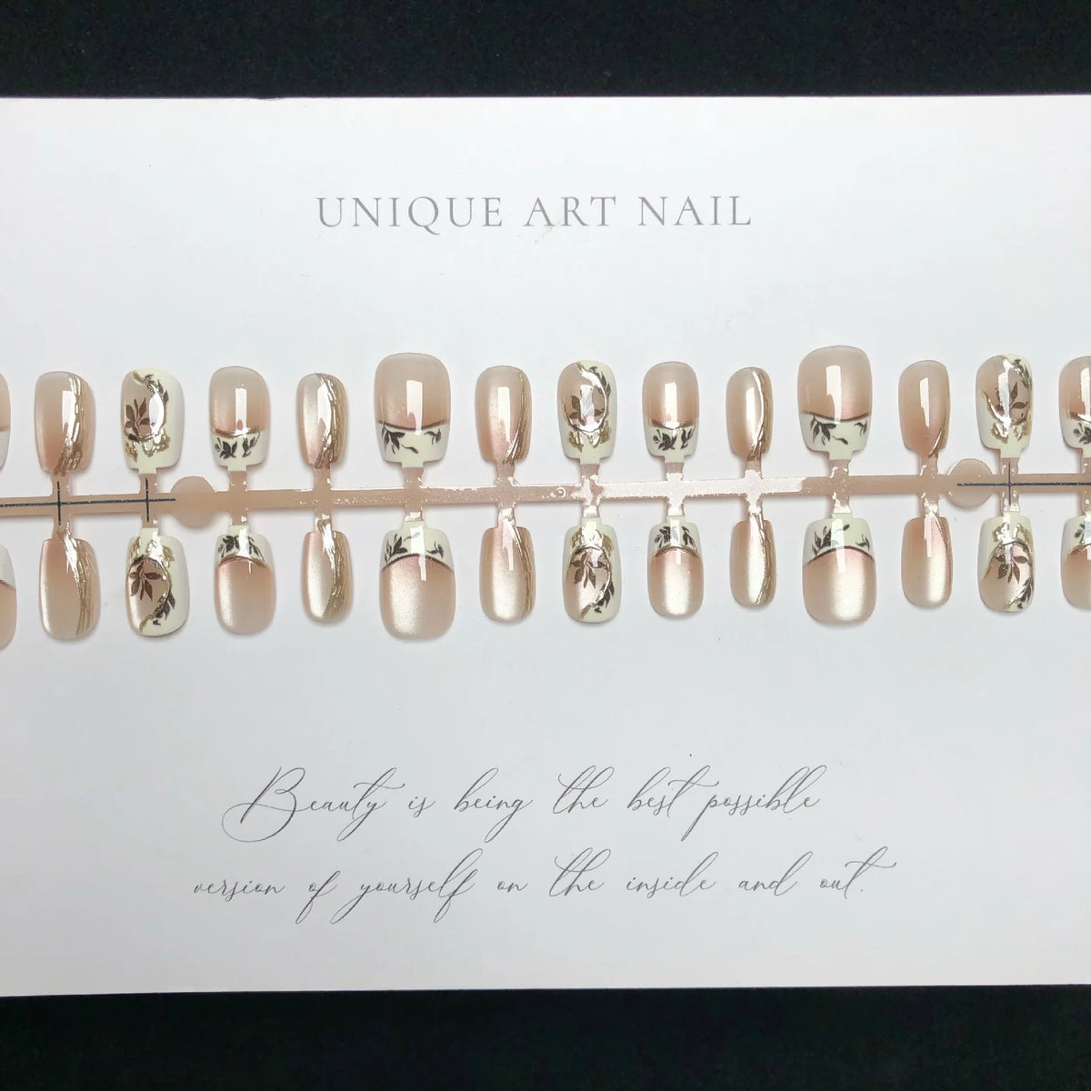 Press-On Nail Set Floral Print Natural-Look Durable