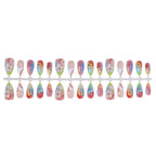 Press-On Nail Set Floral & Rainbow Reusable Tips