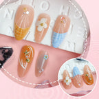Press-On Nail Set Floral Ready-To-Apply Multiple Sizes