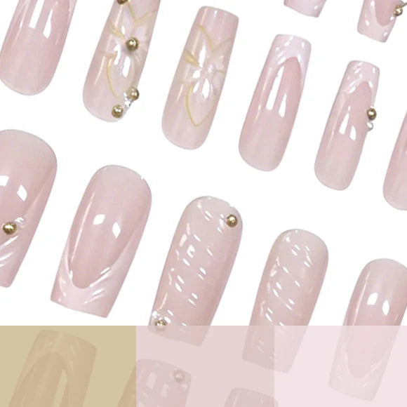 Press-On Nail Set Floral Reusable Adhesive Included