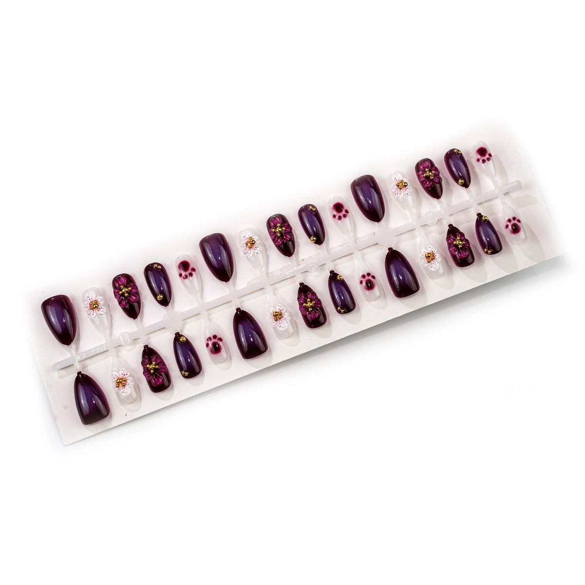 Press-On Nail Set Floral Reusable Comfortable Fit