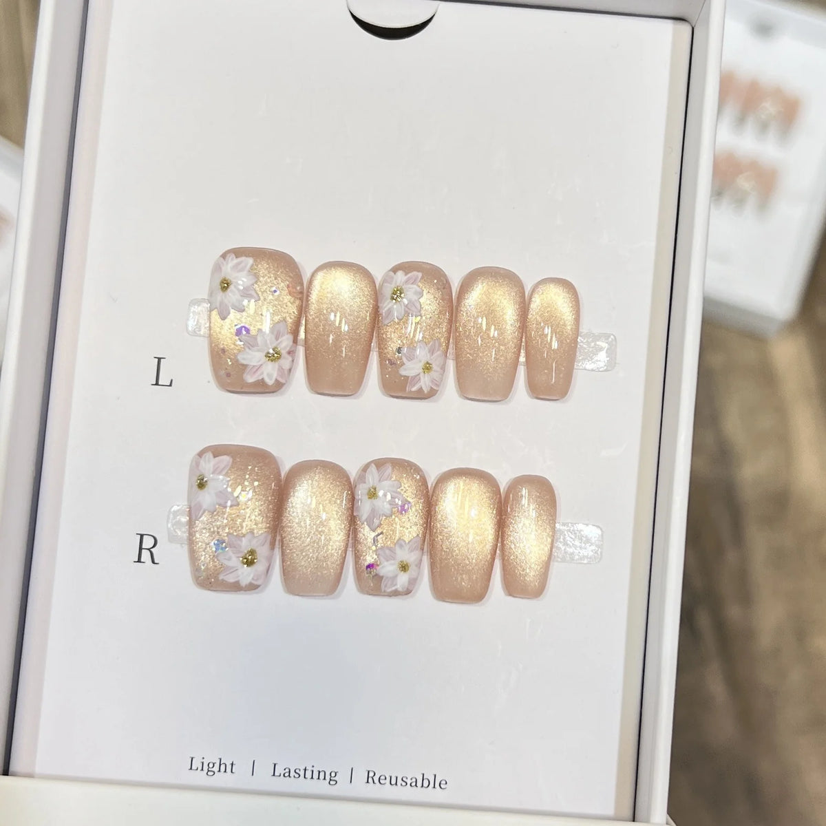 Press-On Nail Set Floral Reusable Easy Application