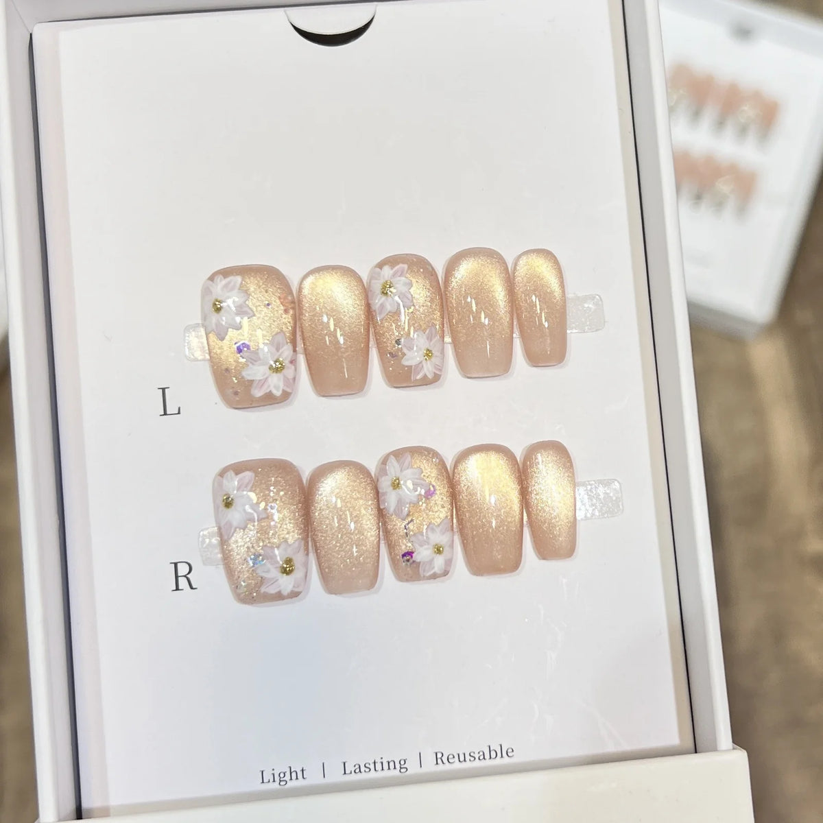 Press-On Nail Set Floral Reusable Easy Application