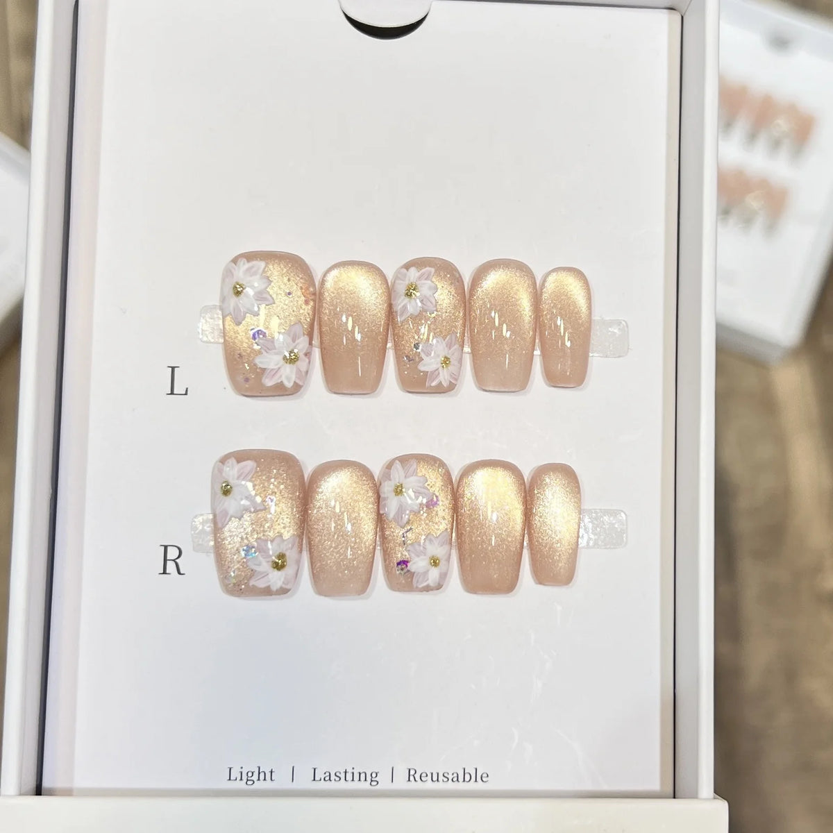 Press-On Nail Set Floral Reusable Easy Application