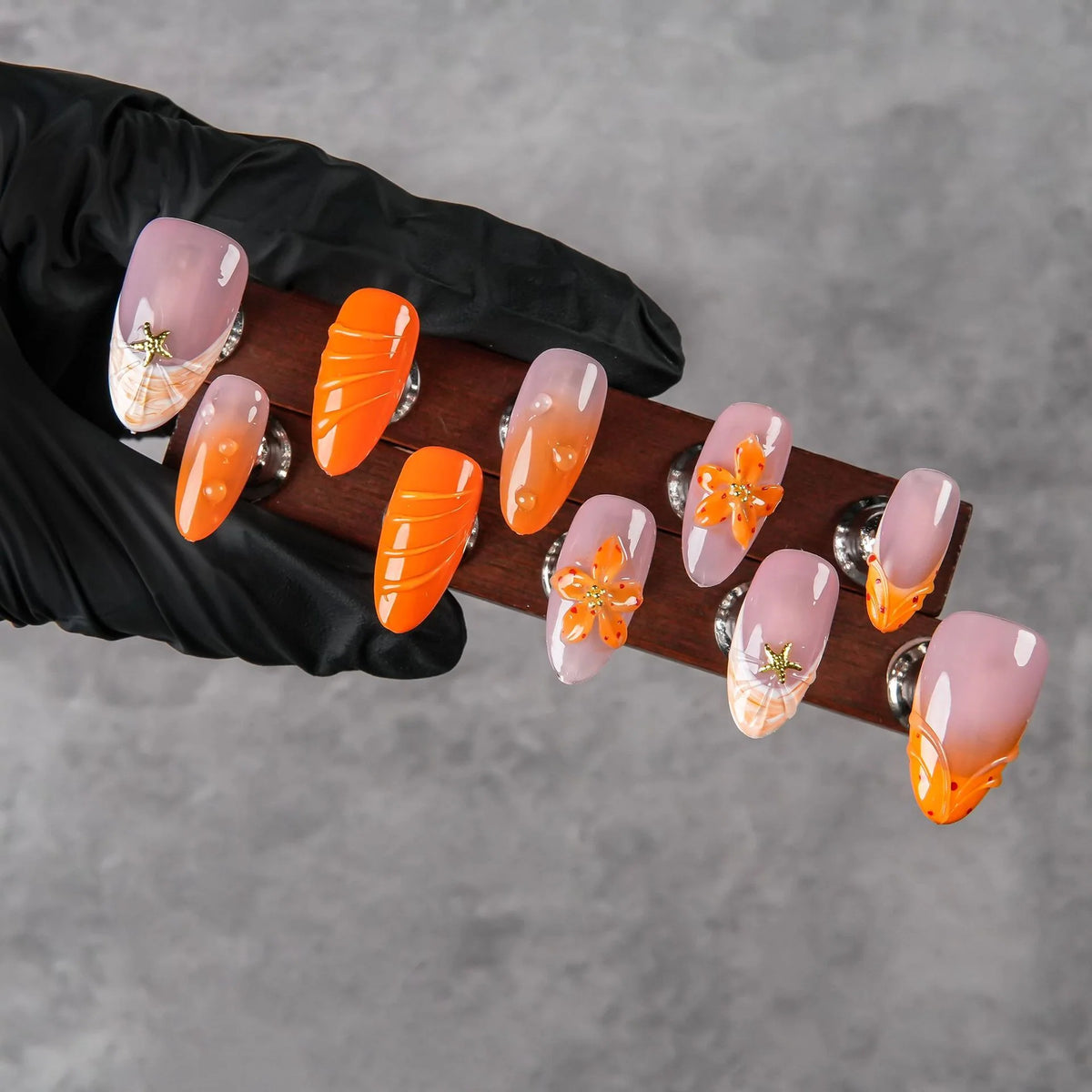 Press-On Nail Set Floral Reusable Easy Application