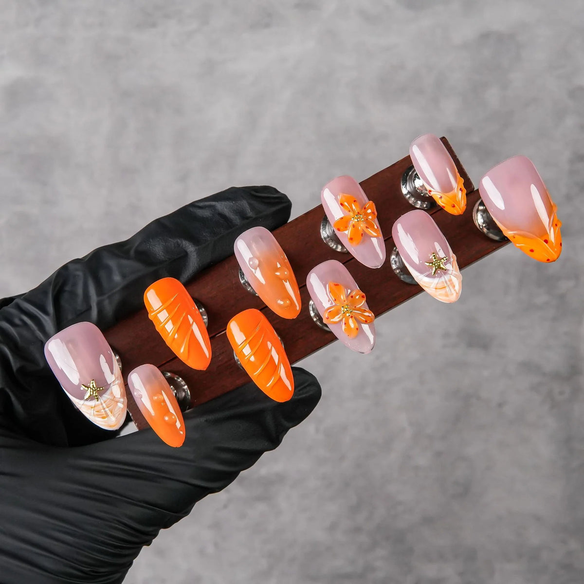 Press-On Nail Set Floral Reusable Easy Application