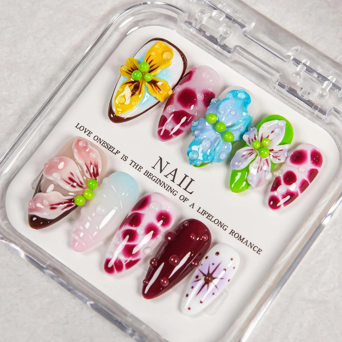 Press-On Nail Set Floral Reusable Instant Application