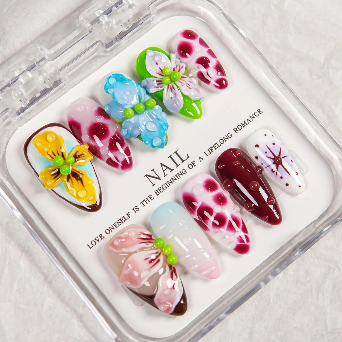 Press-On Nail Set Floral Reusable Instant Application