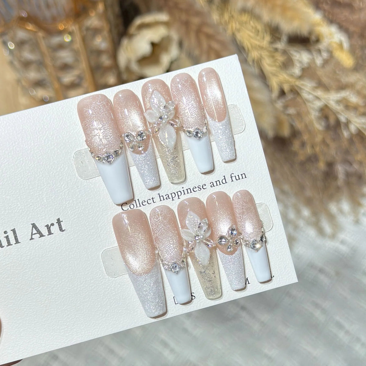 Press-On Nail Set Floral Reusable Multiple Sizes
