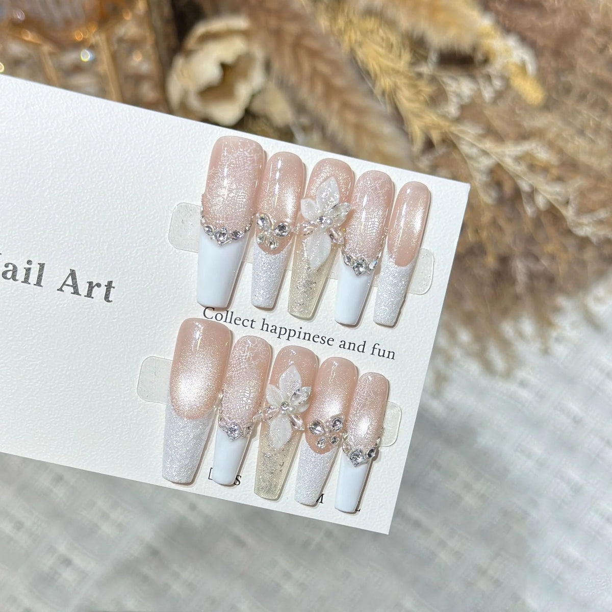 Press-On Nail Set Floral Reusable Multiple Sizes
