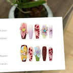 Press-On Nail Set Floral Reusable No Glue