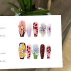 Press-On Nail Set Floral Reusable No Glue
